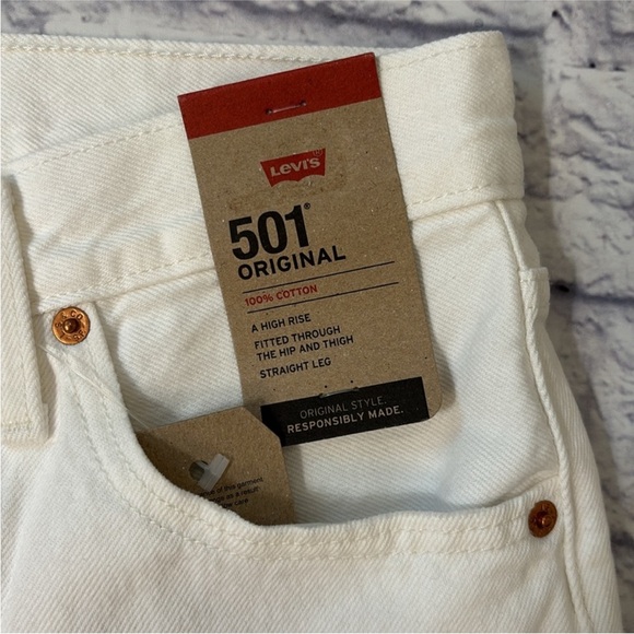 Levi’s 501 Original Straight Leg Jeans High Waisted White Denim Size 28 NWT - Picture 4 of 15